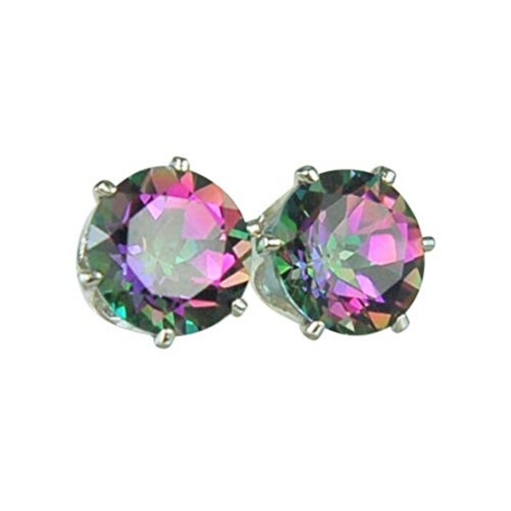 Mystic Topaz Silver Stud Earrings